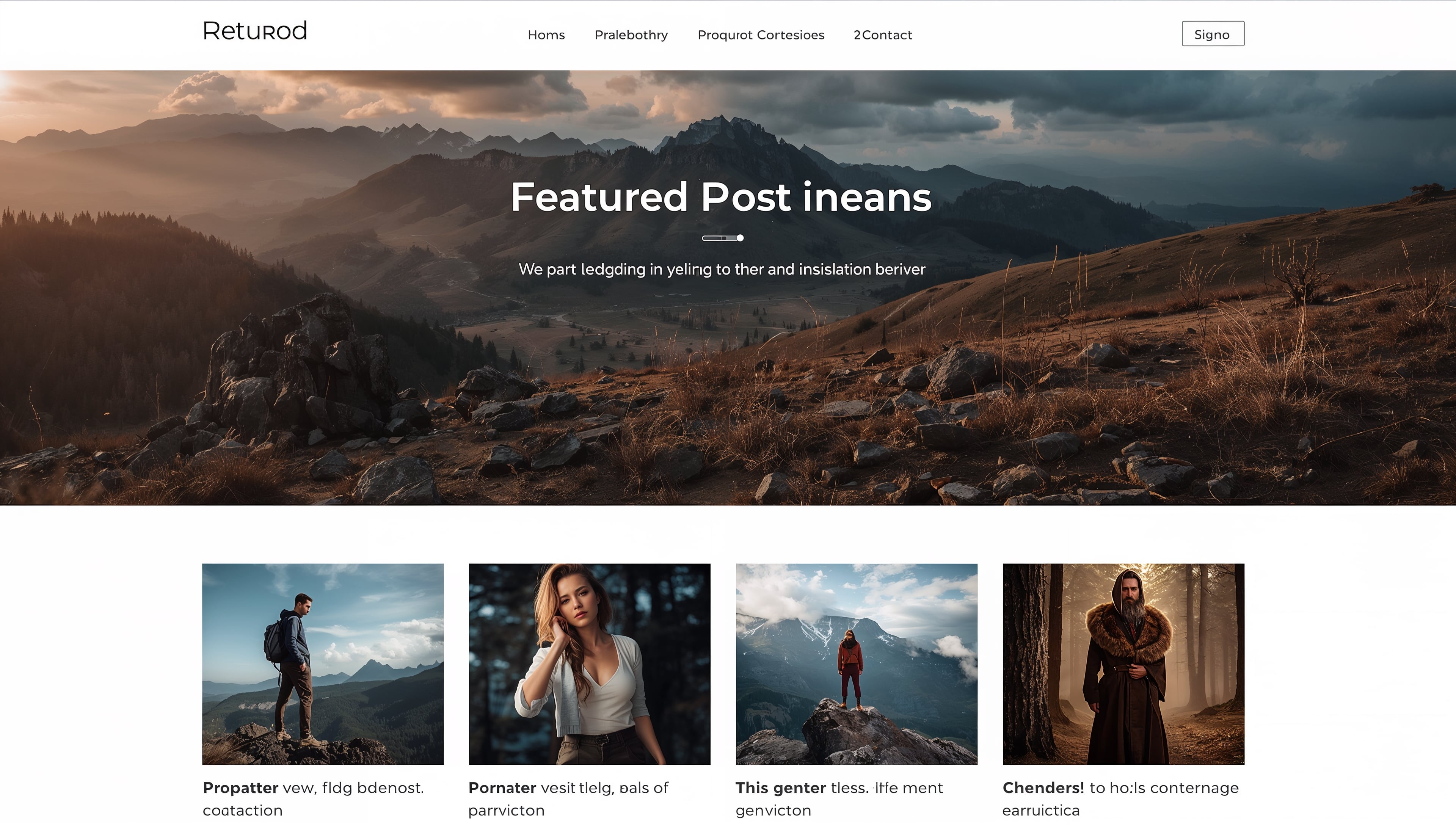 Blog homepage with featured posts and content areas